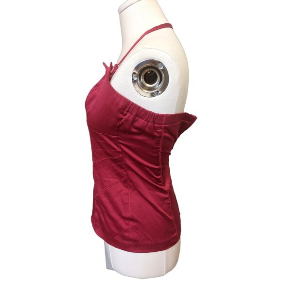 Vintage Y2K Dynamite Halter Top Magenta Corset Satin Party Strapless Pink Sz 5 - Picture 7 of 11